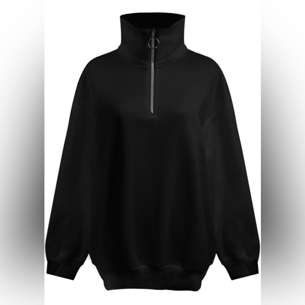 Oversized Black Quarter Zip Sweater Size M - Picture 2 of 4